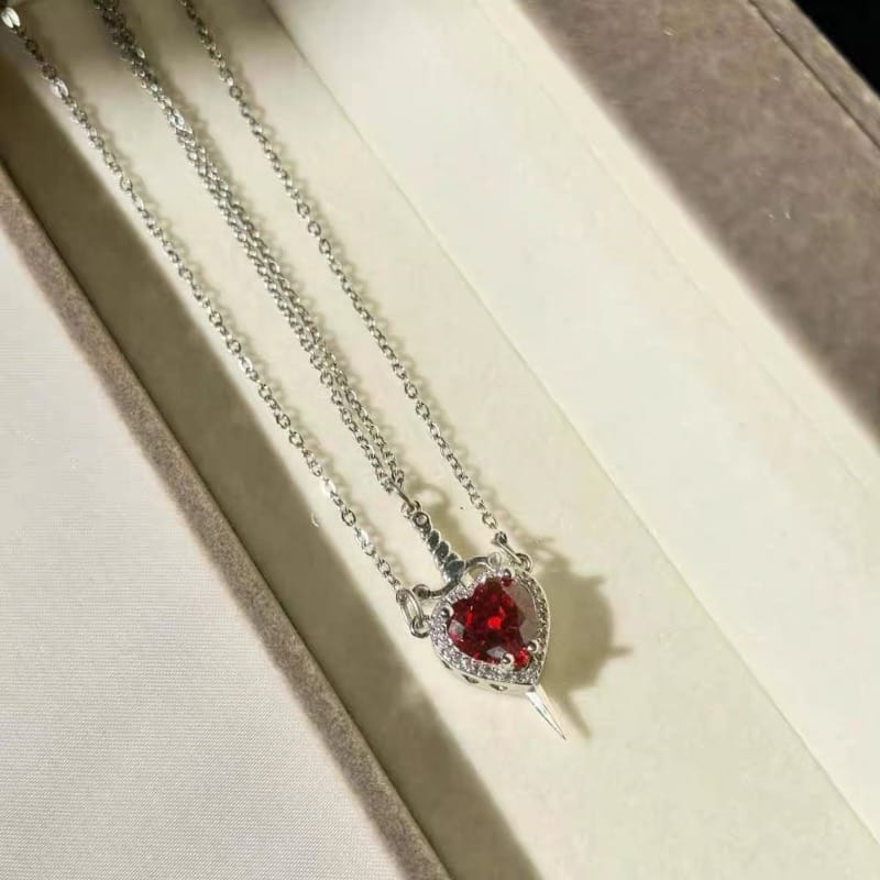 Beautiful Heart Sword Couple Necklace