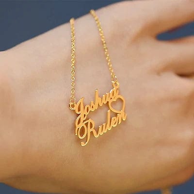 Personalized Heart Name Necklace, 24K Gold