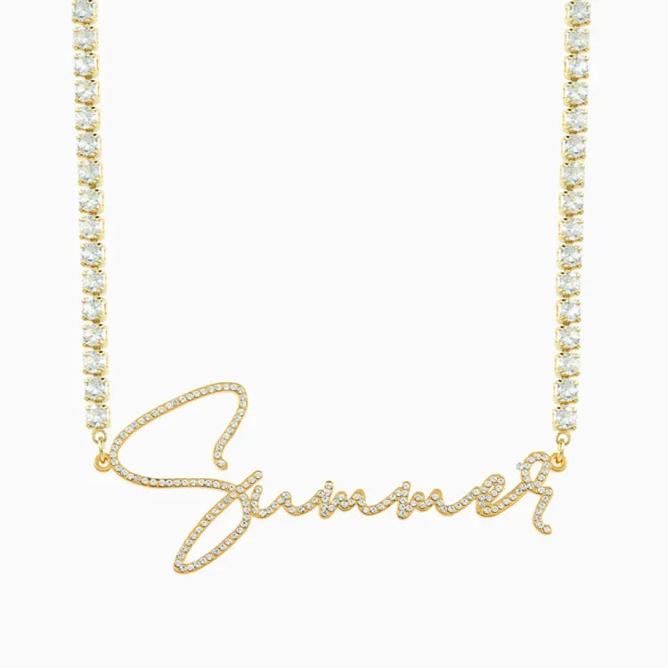 Customized Name Necklace – With Shimmering Simulated Diamond
