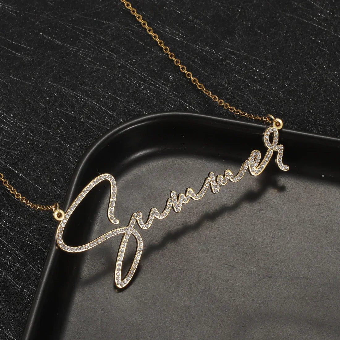 Customized Name Necklace – With Shimmering Simulated Diamond