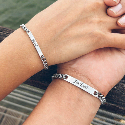 Couples Names Engraving Bracelet Set