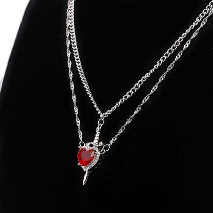Beautiful Heart Sword Couple Necklace