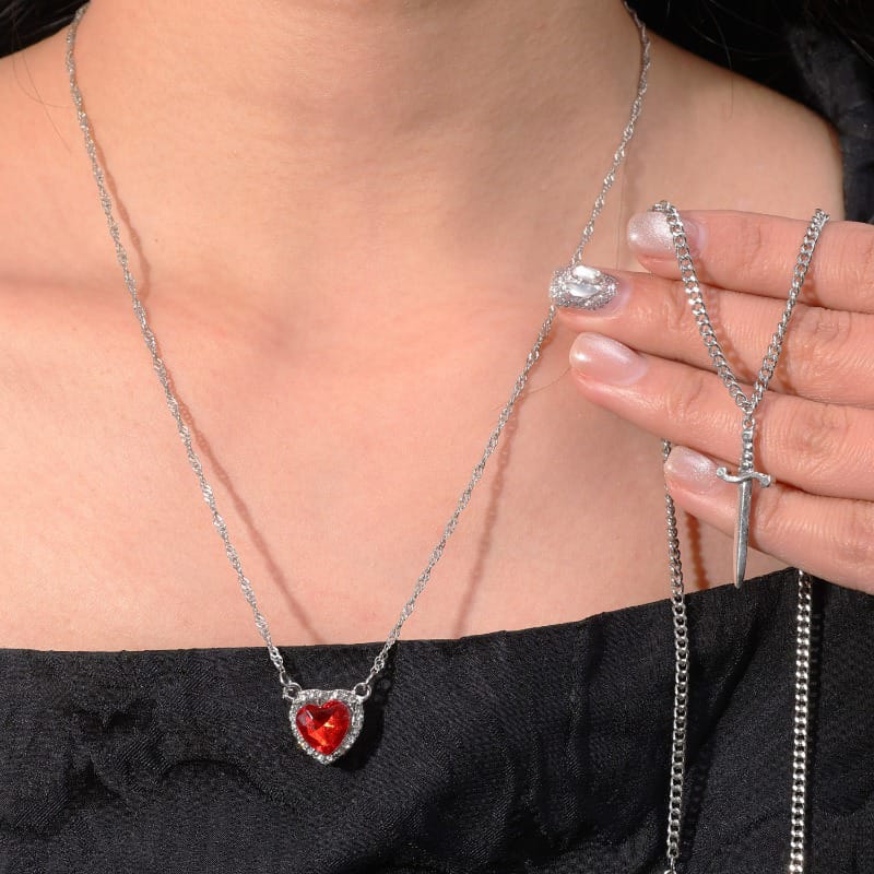 Beautiful Heart Sword Couple Necklace