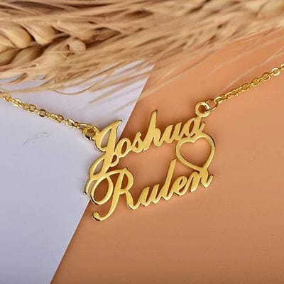 Personalized Heart Name Necklace, 24K Gold