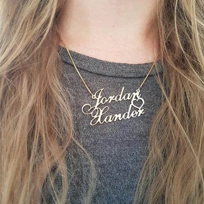 Personalized Heart Name Necklace, 24K Gold