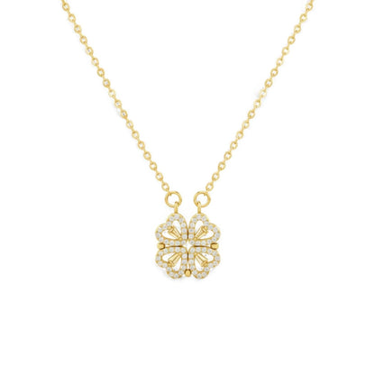 Clover 4 leaf Heart Magnet Necklace