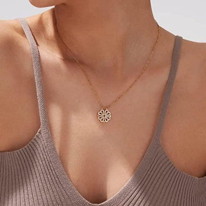 Clover 4 leaf Heart Magnet Necklace