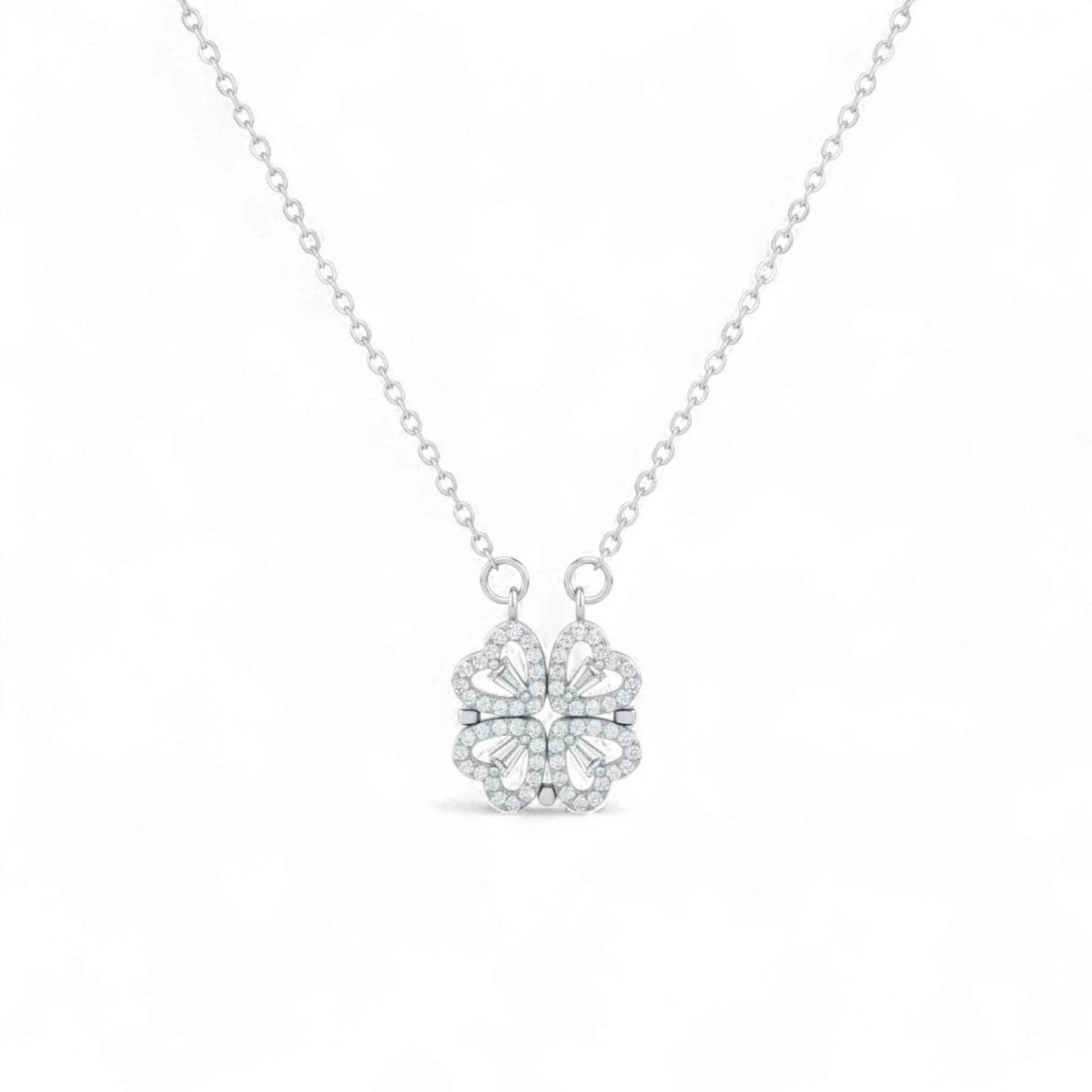 Clover 4 leaf Heart Magnet Necklace