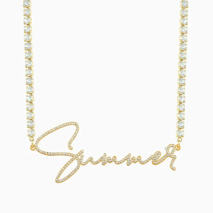 Customized Name Necklace – With Shimmering Simulated Diamond