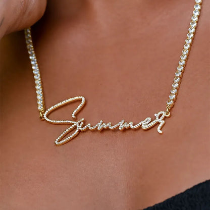 Customized Name Necklace – With Shimmering Simulated Diamond