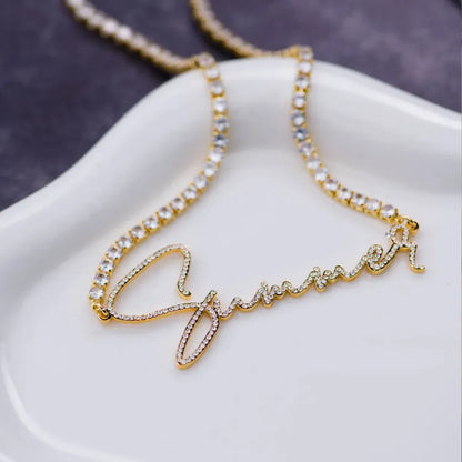 Customized Name Necklace – With Shimmering Simulated Diamond