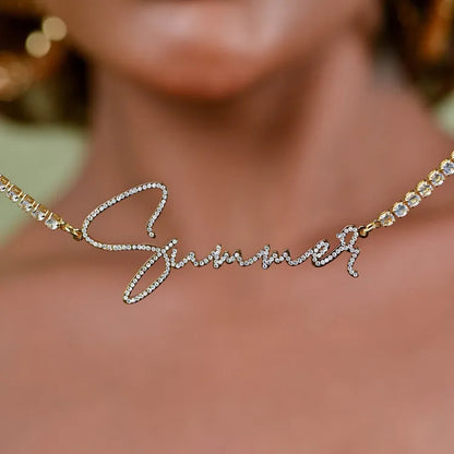 Customized Name Necklace – With Shimmering Simulated Diamond