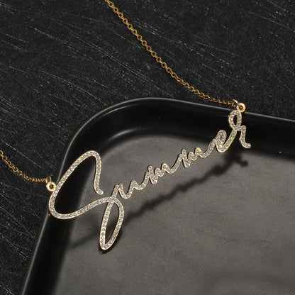 Customized Name Necklace – With Shimmering Simulated Diamond